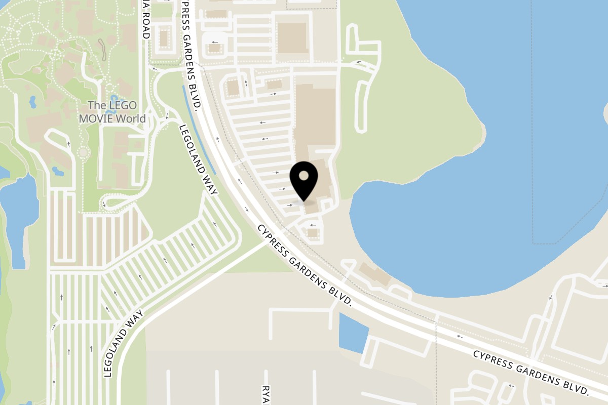Map showing the location of Mediterranean Fresh Grill on 6035 Cypress Gardens Blvd in Winter Haven